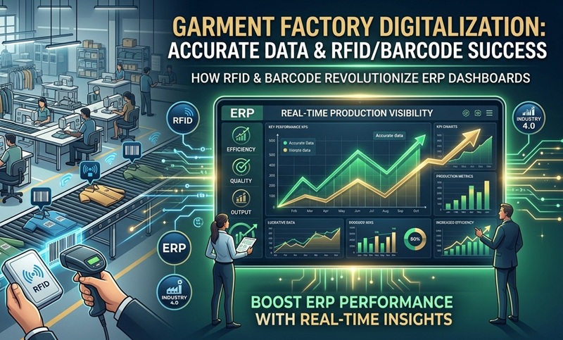 Garment Factory Digitalization: Why ERP Dashboards Fail Without Accurate Production Data and How RFID & Barcode Can Help